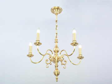 ROTTERDAM 5 ARMED CHANDELIER - Brass chandelier by Patinas Lighting - view 3